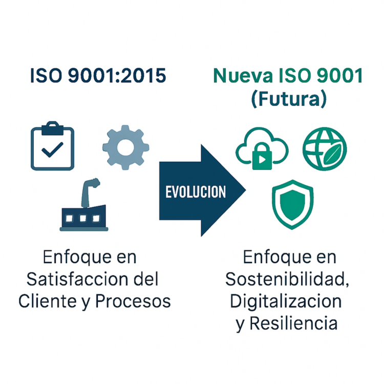 Imagen que muestra la evolución de ISO 9001:2015 a ISO 9001:2026